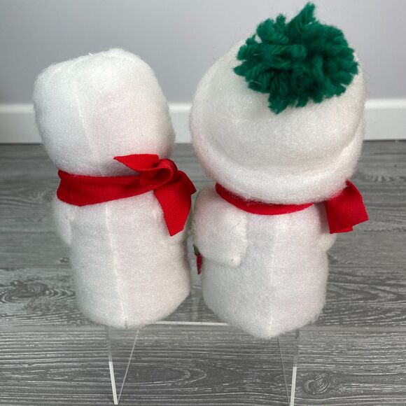 Two Vintage Spun Cotton Batting Snowman and Lady Winter Holiday Christmas Mr Mrs - Picture 3 of 10